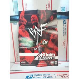 WWF Attitude/NFL QB Club 2000 Nintendo 64 N64 Foldable Promo Poster Insert #Cb50